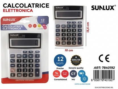 12-Digit Desktop Calculator, Dual Power Large LCD Display, Large Buttons for Office, Home and School