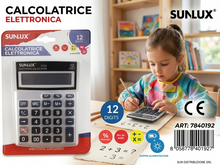 Calcolatrice da Tavolo 12 Cifre, Doppia Alimentazione  Display Grande LCD, Tasti Grandi per Ufficio, Casa e Scuola