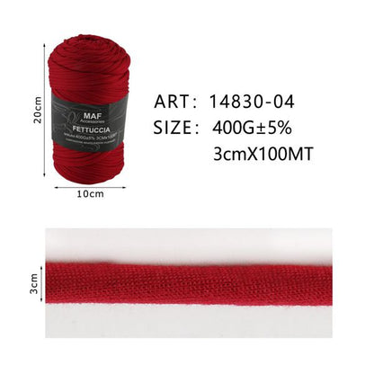 Ribbon - 400g/109 Yards Chunky Cotton Blend Fabric Yarn - 3cm Wide Soft Stretchy Knitting Yarn for Crochet Baskets, Rugs, Handbags & DIY Home Decor (Red)