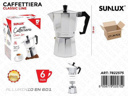 Induction Coffee Maker, Induction Moka Pot 1/2/3/6 Cups, Aluminum Espresso Moka Pot, Compatible with Gas and Induction Hobs
