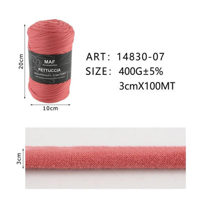 Ribbon - 400g/109 Yards Chunky Cotton Blend Fabric Yarn - 3cm Wide Soft Stretchy Knitting Yarn for Crochet Baskets, Rugs, Handbags & DIY Home Decor