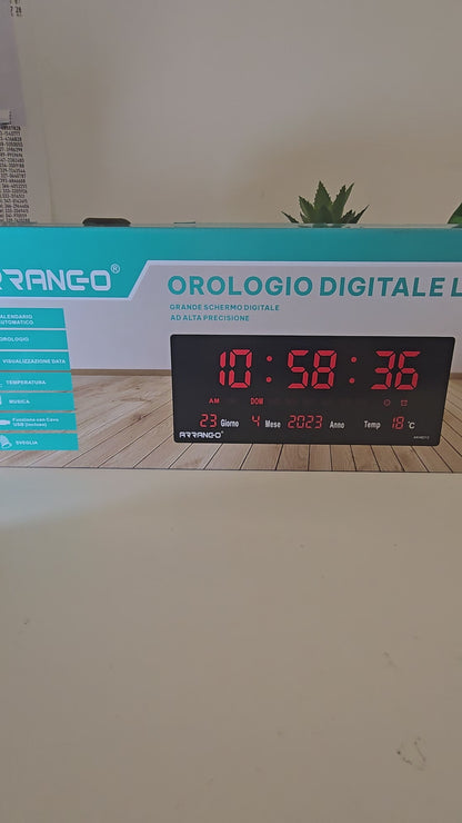 Orologio da parete elettronico smart LED ad alta definizione di grandi dimensioni, orologio da scrivania multifunzionale per casa, ufficio e studenti, che visualizza ora/data/giorno della settimana/temperatura sullo stesso schermo